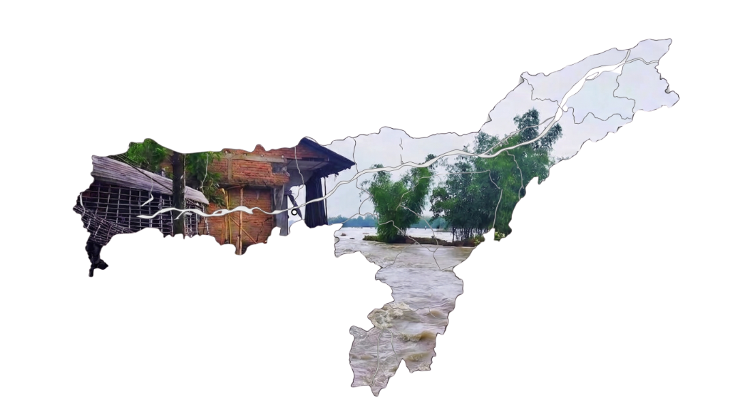 Assam Map showing flood impact